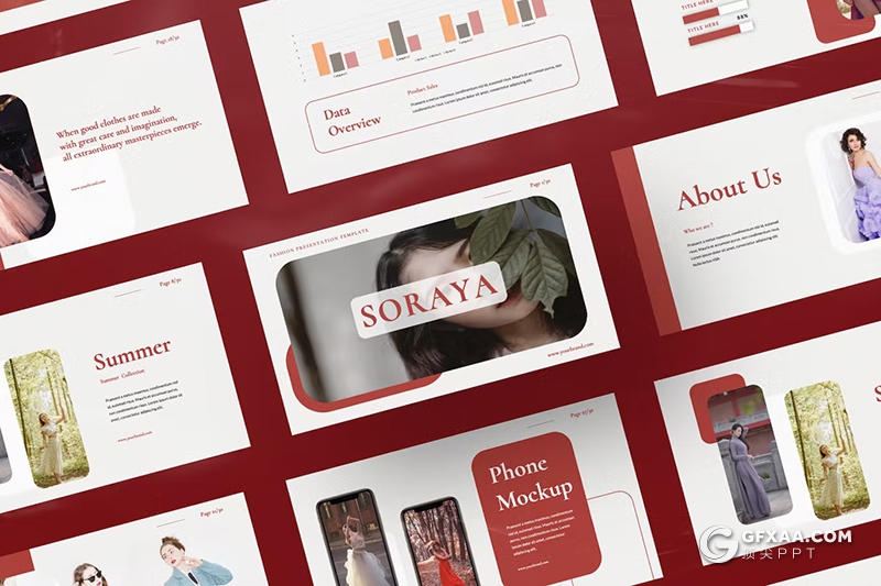 30页摄影图片展示服装产品摄影展示通用国外GoogleSlides模板 - 顶尖PPT