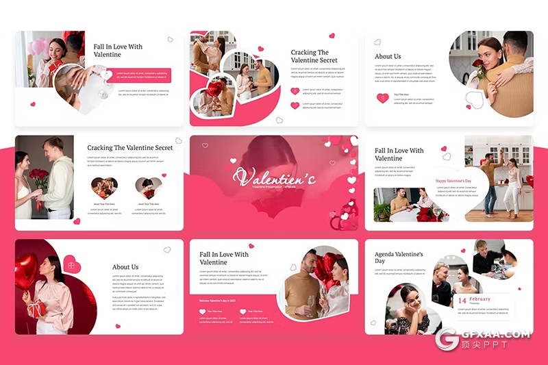 30页大气情人节浪漫婚礼求婚策划国外PPT模板 - 顶尖PPT