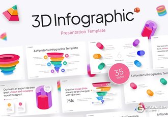 35页3D立体信息图形图表创意PPT模板 - 顶尖PPT