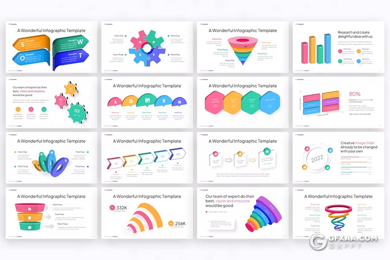 35页3D立体信息图形图表创意PPT模板 - 顶尖PPT