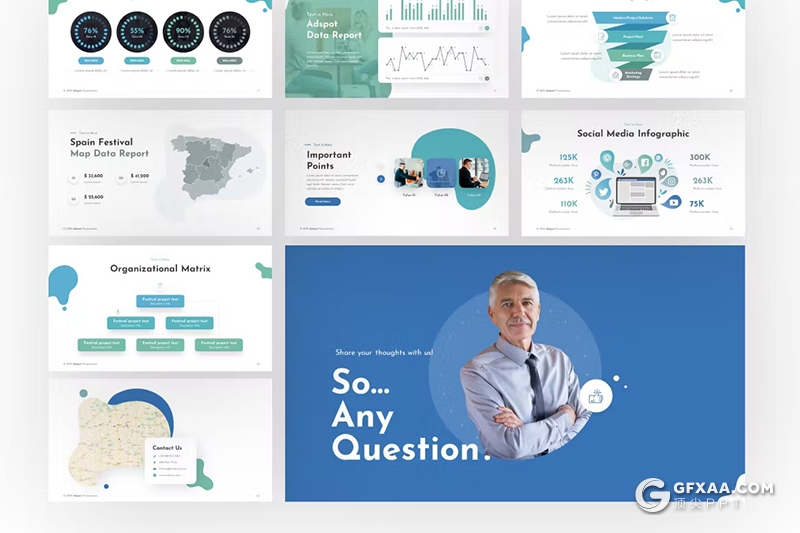 27页蓝色简约企业合作营销主题演讲国外PPT模板 - 顶尖PPT