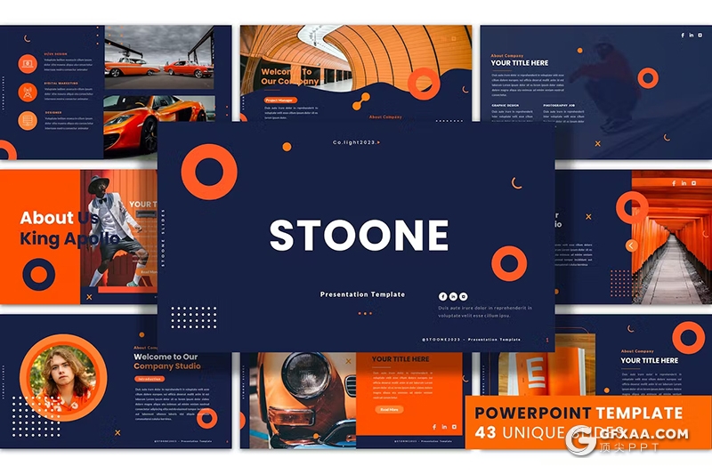 43页高端大气汽车产品摄影展示团队介绍通用国外PPT模板 - 顶尖PPT