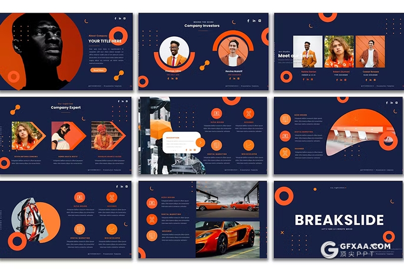 43页高端大气汽车产品摄影展示团队介绍通用国外PPT模板 - 顶尖PPT