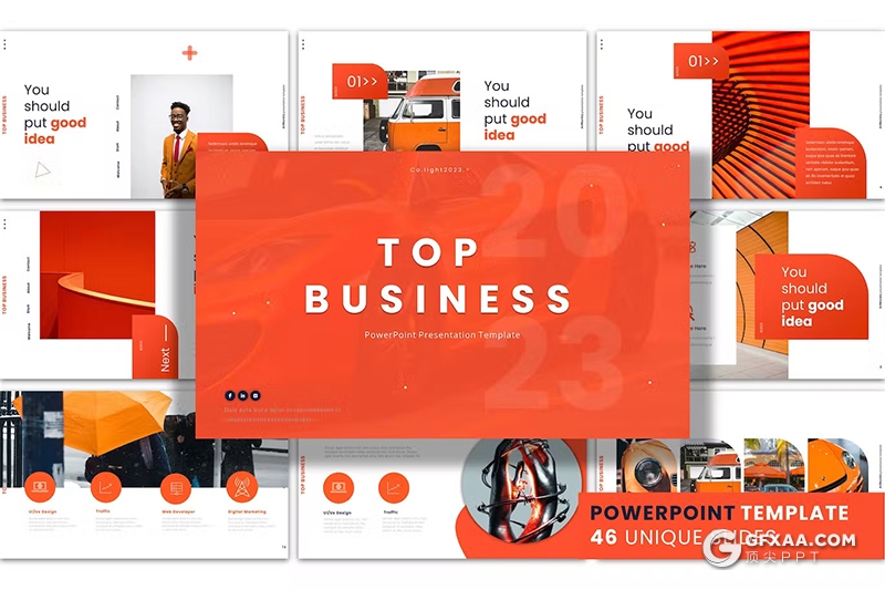 46页大气精美摄影图片展示通用国外PPT模板 - 顶尖PPT