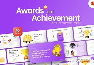 40页奖杯奖项图形图表PPT模板 - 顶尖PPT