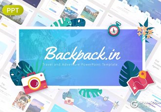 55页背包旅行户外旅行摄影图片展示国外PPT模板 - 顶尖PPT