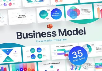 35页多色彩业务数据图形图表PPT模板 - 顶尖PPT