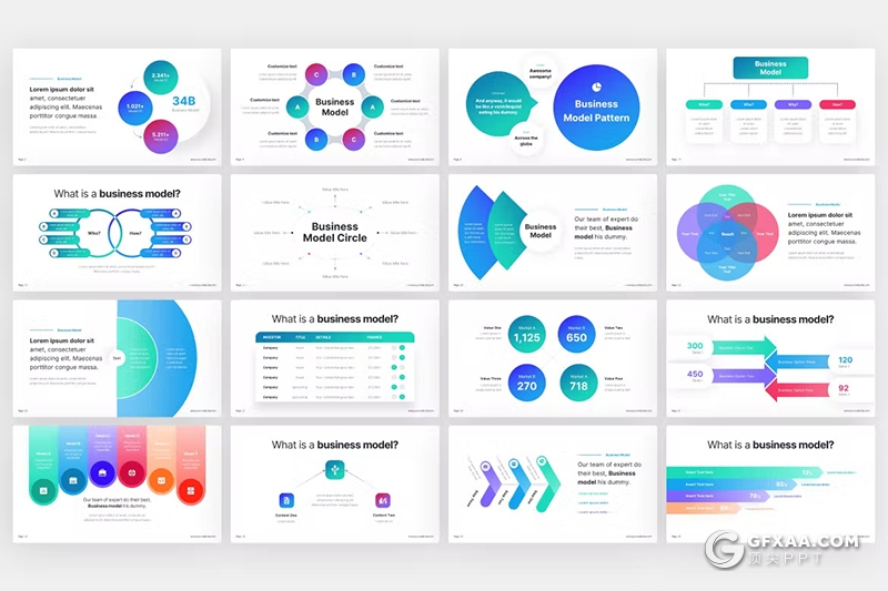 35页多色彩业务数据图形图表PPT模板 - 顶尖PPT