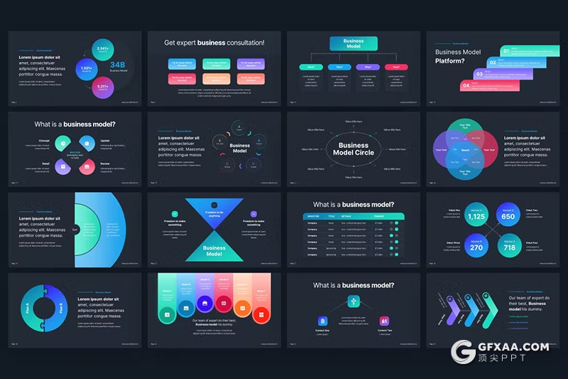 35页多色彩业务数据图形图表PPT模板 - 顶尖PPT
