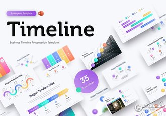 35页多色彩业务日程表图形图表PPT模板 - 顶尖PPT