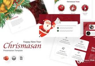 30页卡通精美圣诞节主题国外PPT模板 - 顶尖PPT