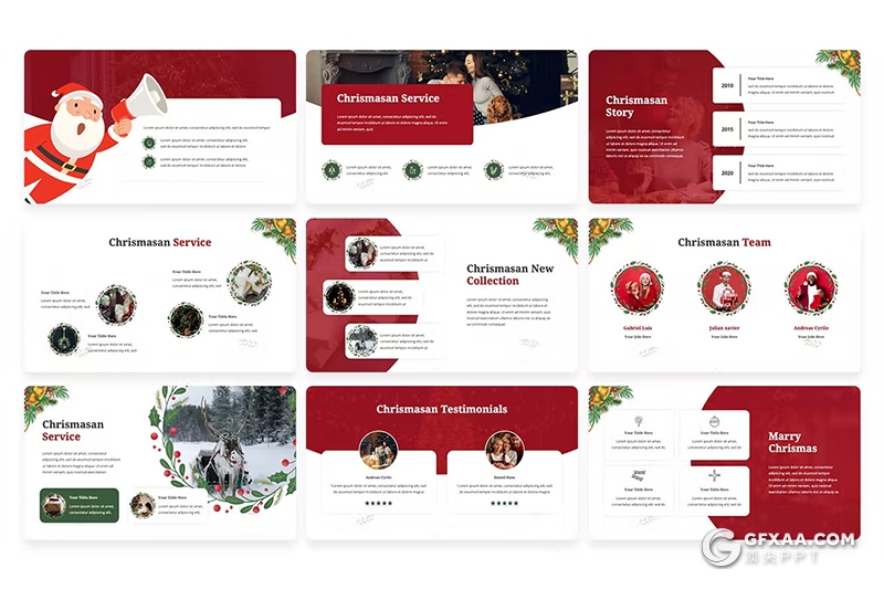 30页卡通精美圣诞节主题国外PPT模板 - 顶尖PPT