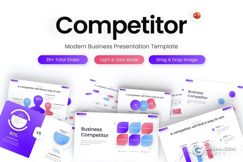 35页大气精美业务合作商务数据展示商业计划商务通用国外PPT模板 - 顶尖PPT