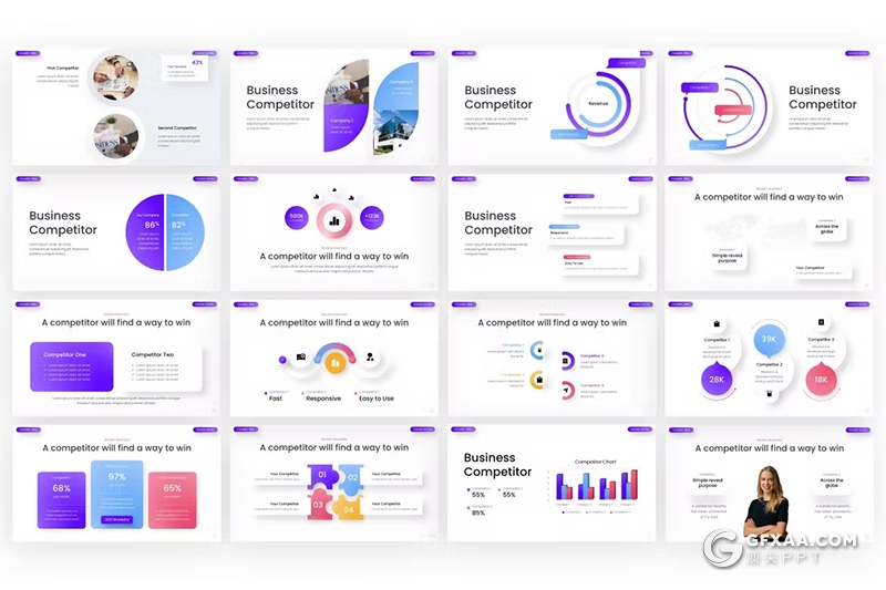 35页大气精美业务合作商务数据展示商业计划商务通用国外PPT模板 - 顶尖PPT
