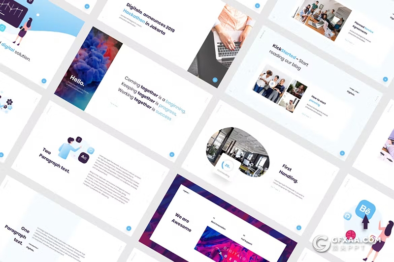 80页业务合作团队介绍年计划总结汇报通用国外PPT模板10种配色 - 顶尖PPT