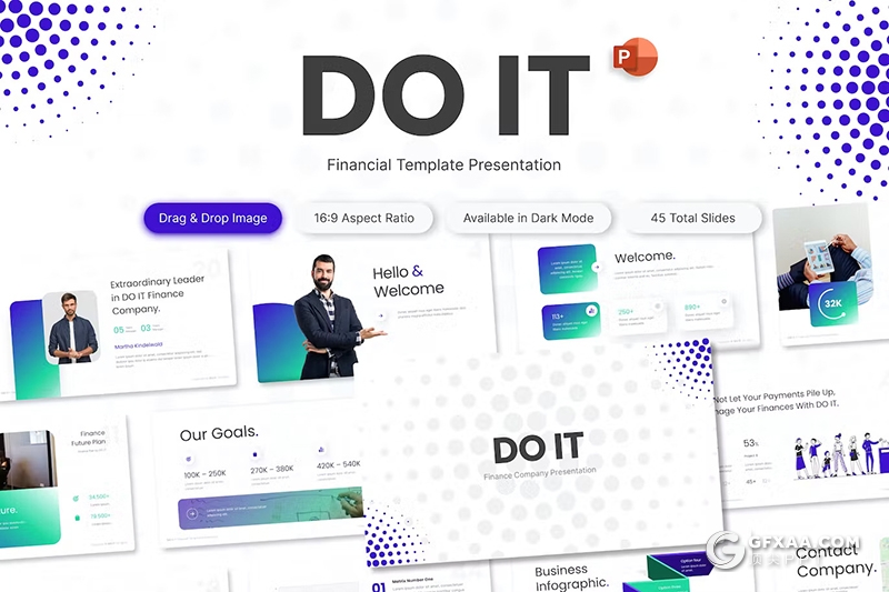 50页蓝绿色团队介绍企业财务数据分析多用途国外PPT模板 - 顶尖PPT