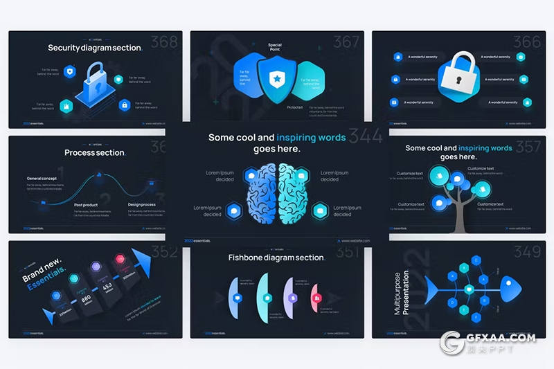 20页鱼骨、树、流程图、安全主题图形图表keynote模板 - 顶尖PPT