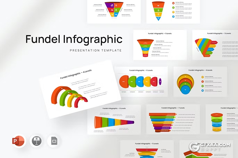 30页多色彩微立体信息图形图表PPT模板 - 顶尖PPT
