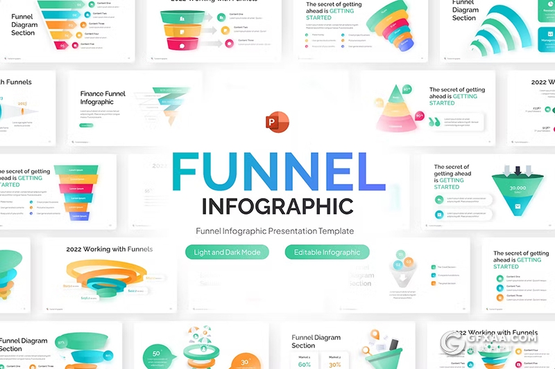 35页漏斗信息图形图表PPT模板 - 顶尖PPT