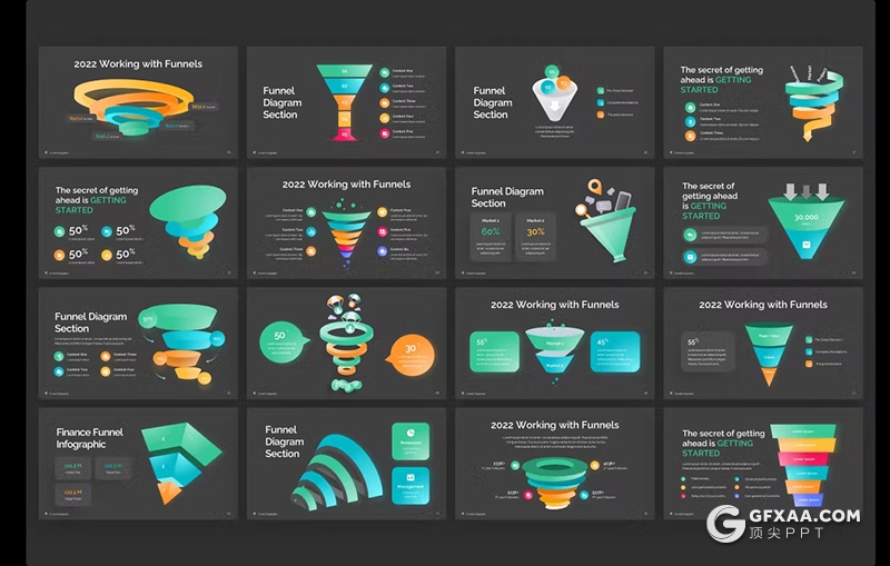 35页漏斗信息图形图表PPT模板 - 顶尖PPT