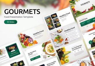 50页美食主题蔬菜水果介绍展示PPT模板 - 顶尖PPT