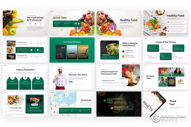 50页美食主题蔬菜水果介绍展示PPT模板 - 顶尖PPT