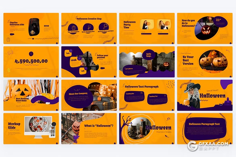 81页创意万圣节南瓜派对活动策划国外PPT模板 - 顶尖PPT
