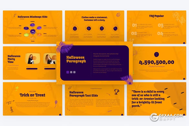 81页创意万圣节南瓜派对活动策划国外PPT模板 - 顶尖PPT