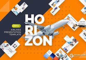 101页地平线航空公司介绍工作总结年终汇报PPT模板11种配色 - 顶尖PPT