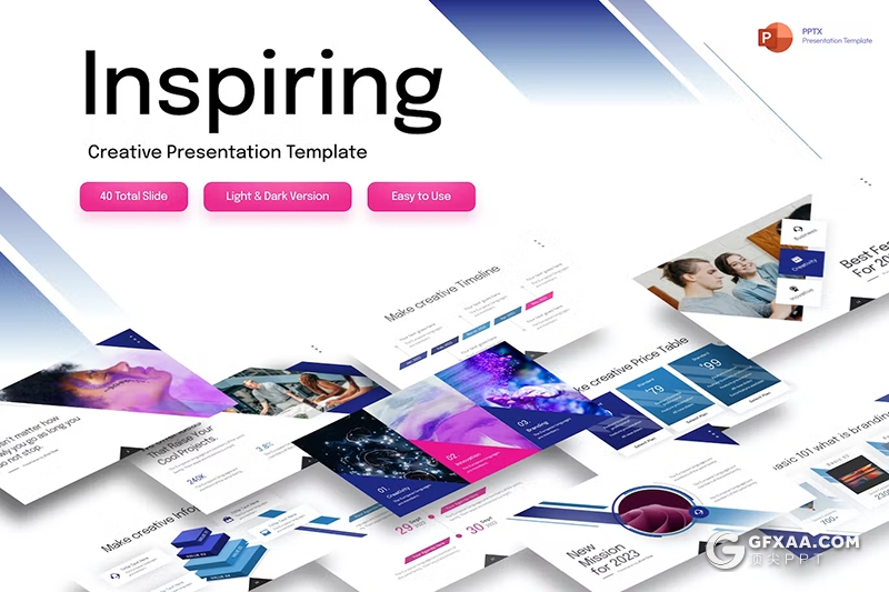 40页蓝紫色企业业务合作商业计划商务通用国外PPT模板 - 顶尖PPT