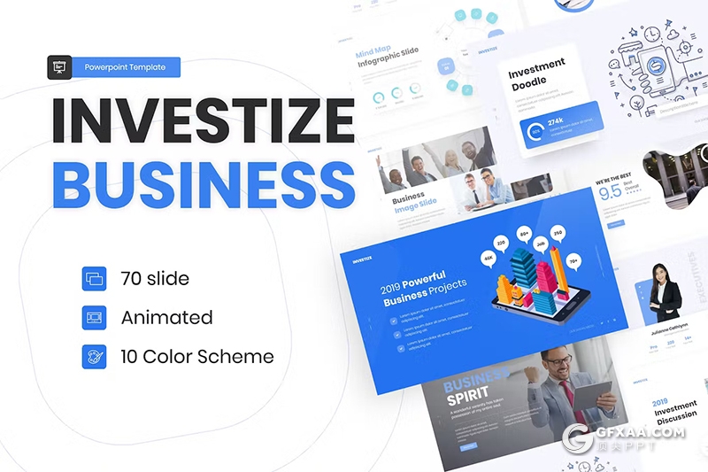 70页商业计划业务合作企业投资多用途业务国外PPT模板11种配色 - 顶尖PPT