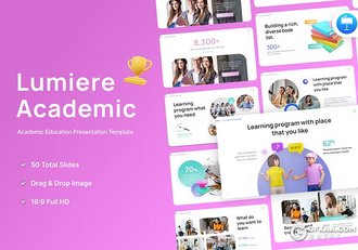 50页卢米埃学术教育主题演讲国外Keynote模板 - 顶尖PPT