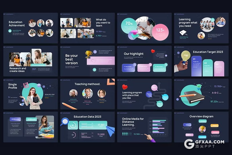 50页卢米埃学术教育主题演讲国外PPT模板 - 顶尖PPT