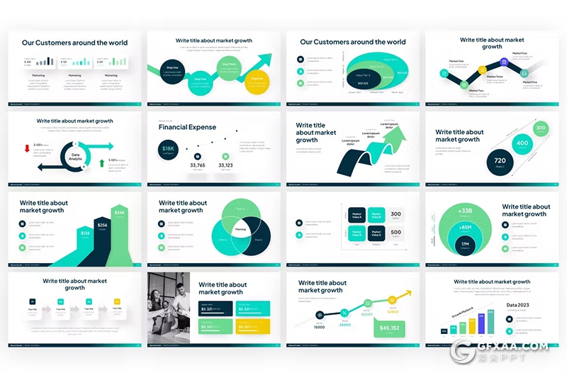35页大气业务合作商业计划市场增长数据展示通用国外PPT模板 - 顶尖PPT