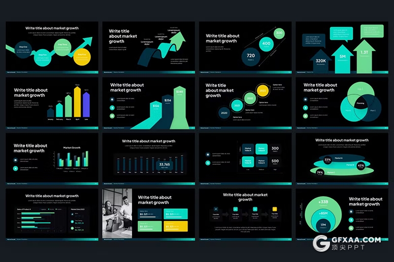 35页大气业务合作商业计划市场增长数据展示通用国外PPT模板 - 顶尖PPT