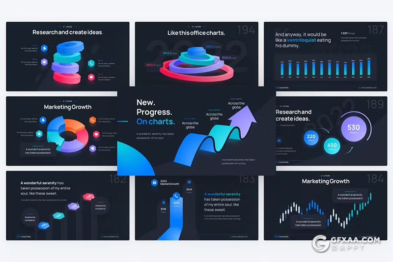 15页市场增长信息图形图表主题国外keynote模板 - 顶尖PPT