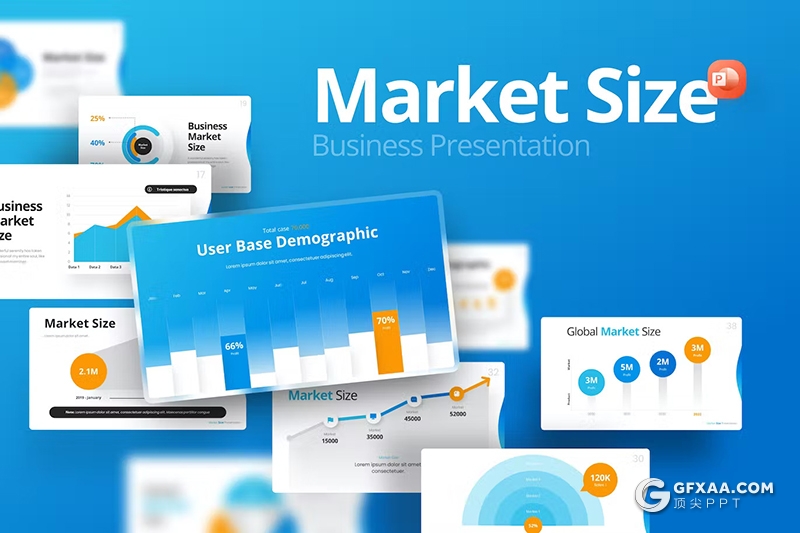 40页市场规模调查调研数据分析总结图形图表PPT模板 - 顶尖PPT