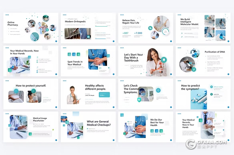 84页医学3D插图医疗行业主题通用国外PPT模板 - 顶尖PPT