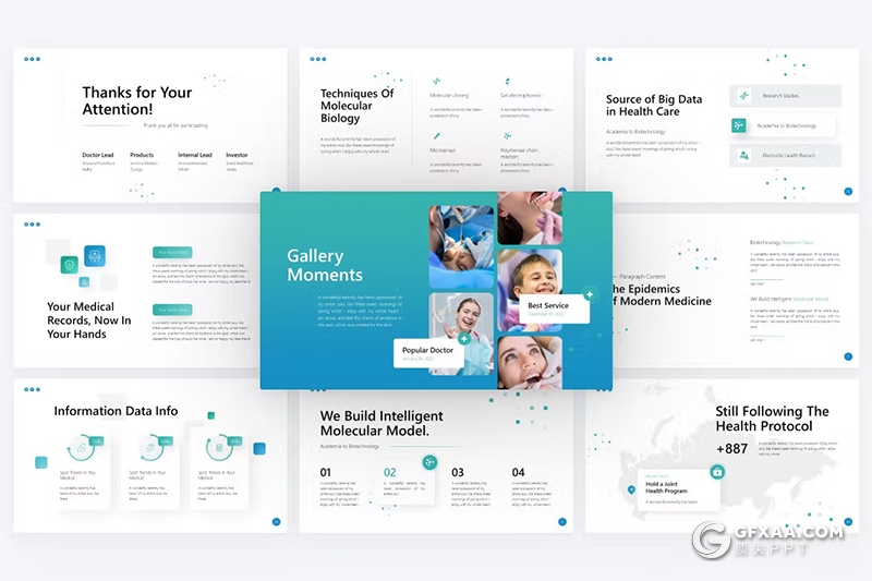 84页医学3D插图医疗行业主题通用国外PPT模板 - 顶尖PPT