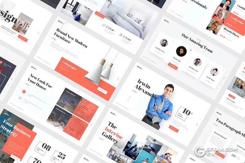 76页家居产品展示设计研发团队介绍国外PPT模板 - 顶尖PPT