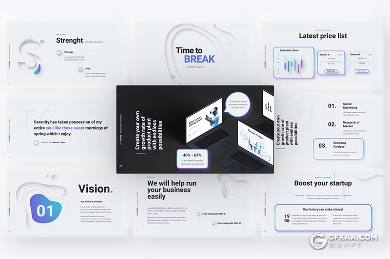 86页简约大气业务合作商业计划商务通用国外PPT模板 - 顶尖PPT