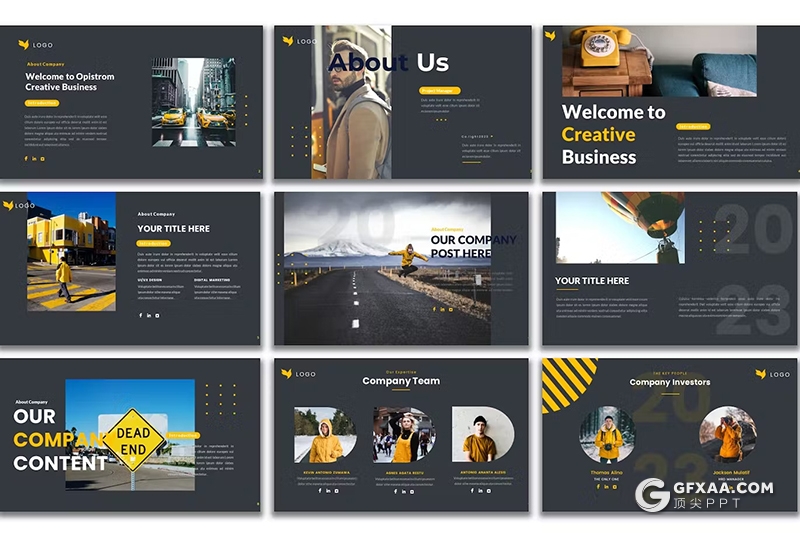 40页摄影图片展示城市数据分析城市景观介绍通用国外PPT模板 - 顶尖PPT