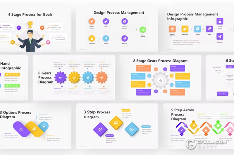 多色彩流程信息图形图表KeyNote模板 - 顶尖PPT