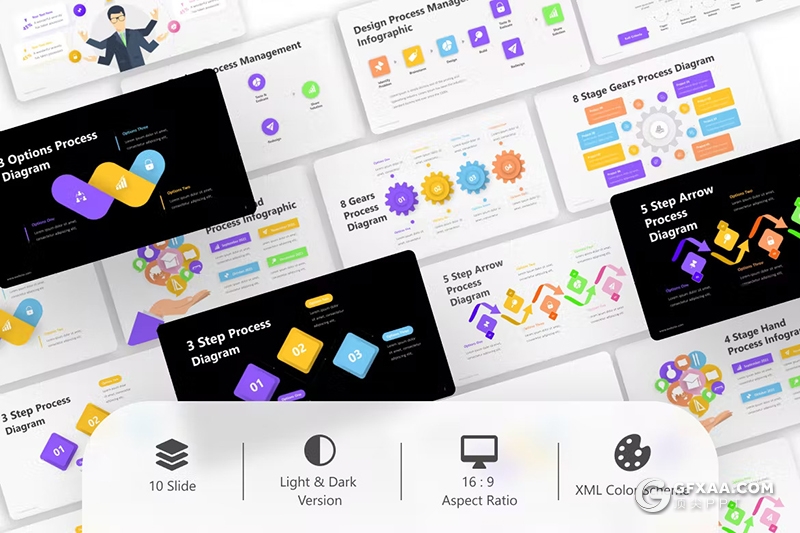 多色彩流程信息图形图表KeyNote模板 - 顶尖PPT