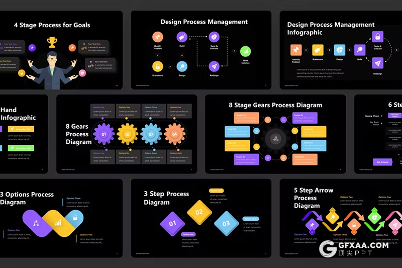 多色彩流程信息图形图表KeyNote模板 - 顶尖PPT