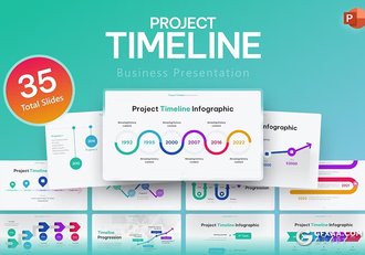 35页项目日程表数据分析图形图表PPT模板 - 顶尖PPT