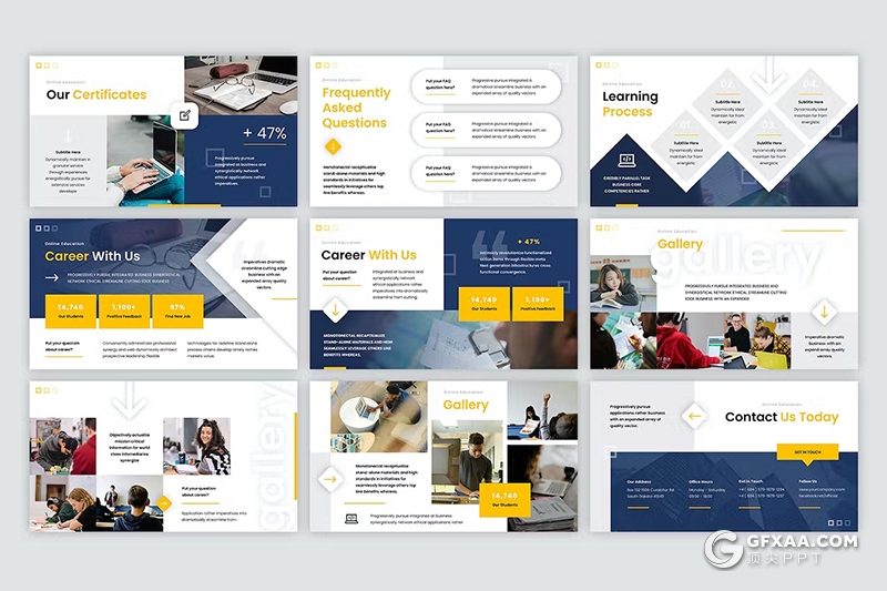 49页大学教育宣传大学生活展示国外PPT模板 - 顶尖PPT