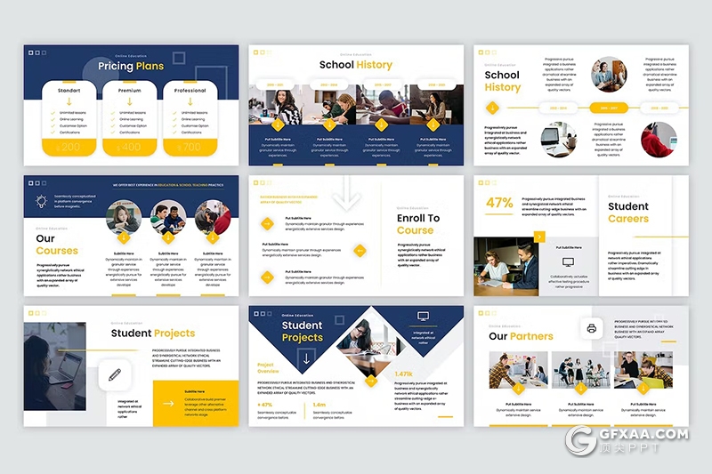 49页大学教育宣传大学生活展示国外PPT模板 - 顶尖PPT