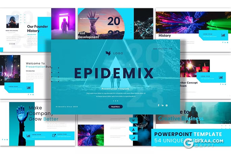 54页流行病毒研究分析国外PPT模板 - 顶尖PPT