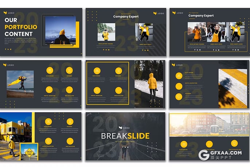 40页高端时尚黑黄配色汽车销售推广产品制造营销国外PPT模板 - 顶尖PPT